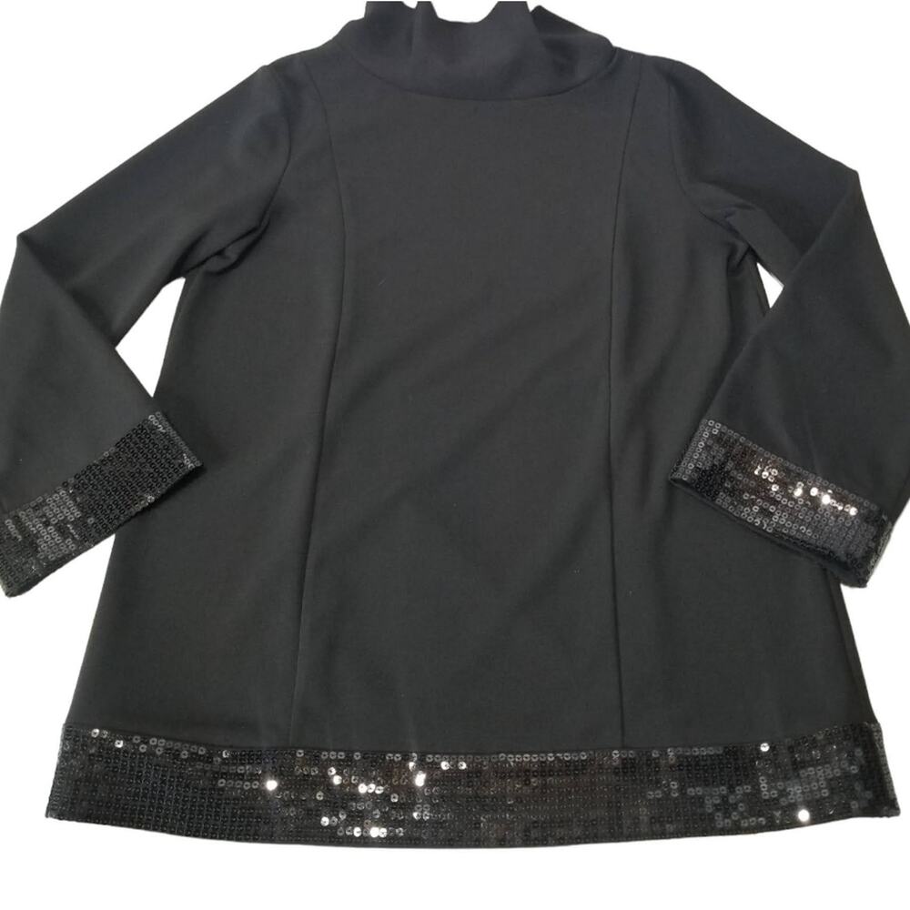 Linea by Louis Dell'Olio Black Tunic Turtleneck Sequins Size S